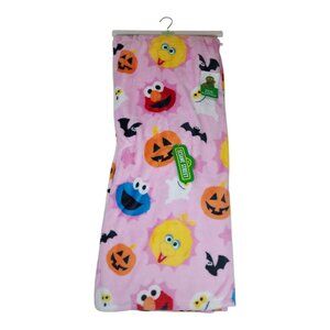 Sesame Street 60"x70" Pink Halloween Throw Blanket  Fall Pumpkins Big Bird